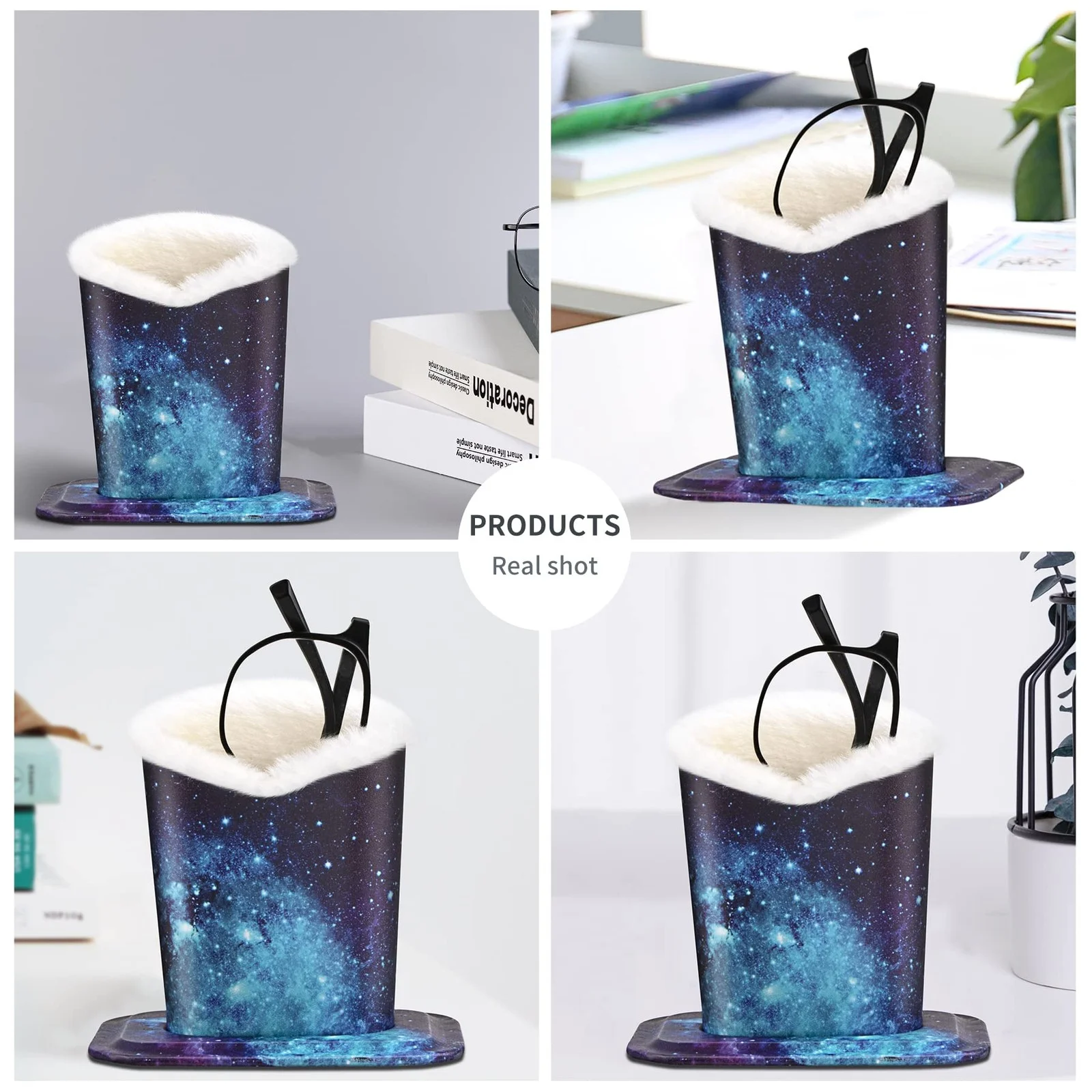 Pack of 2 Plush Lined Eyeglasses Holder Stand Protective Glasses Case For Des... 2